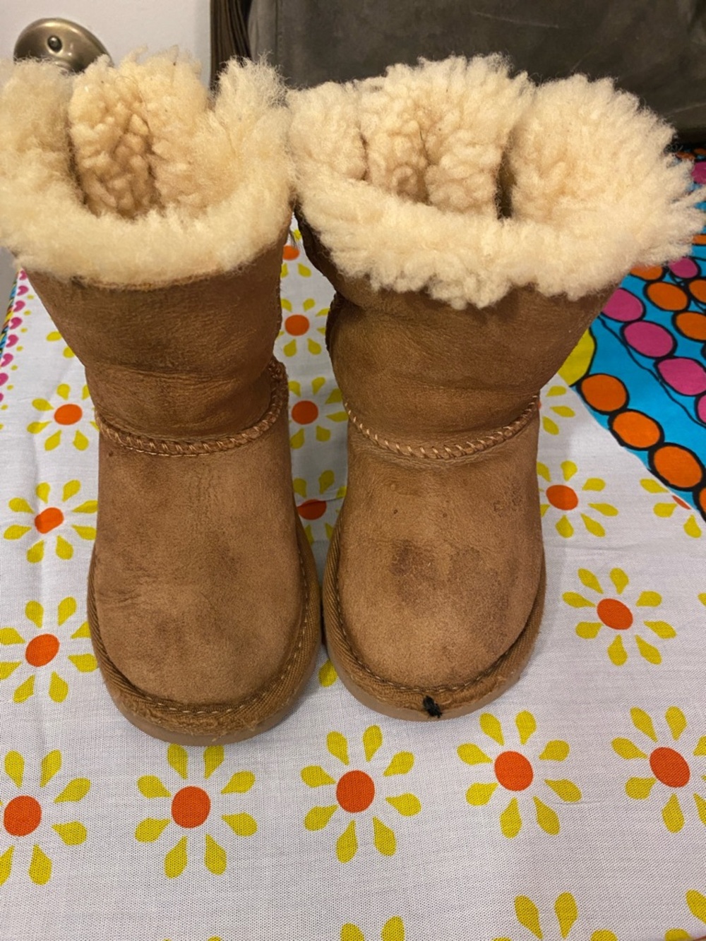 UGG Chestnut Shearling-Lined Kids Booties